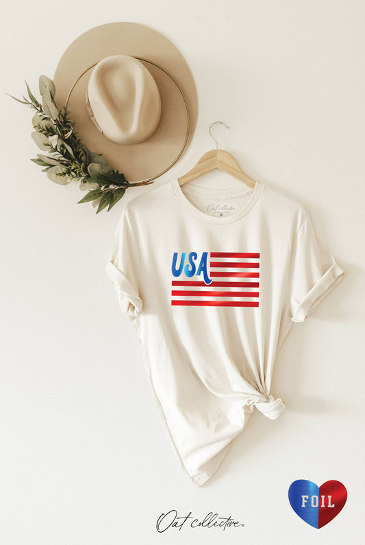 USA FOIL Graphic T-shirt: VINTAGE WHITE