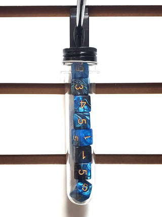 D6 8-Piece Dice Set - Vorpal - Black & Blue w/ Gold