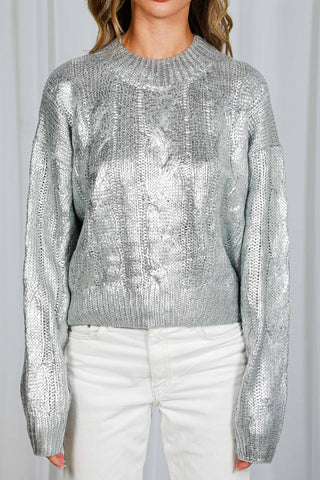 Annie Metallic Sweater: Silver