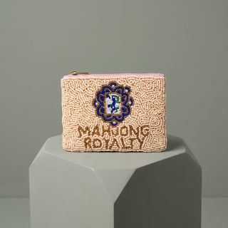 Mahjong Royalty Medallion Beaded Coin Pouch: PEACH