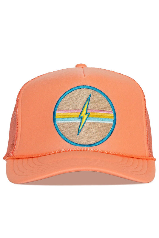 Electric Rainbow Trucker Hat- Coral