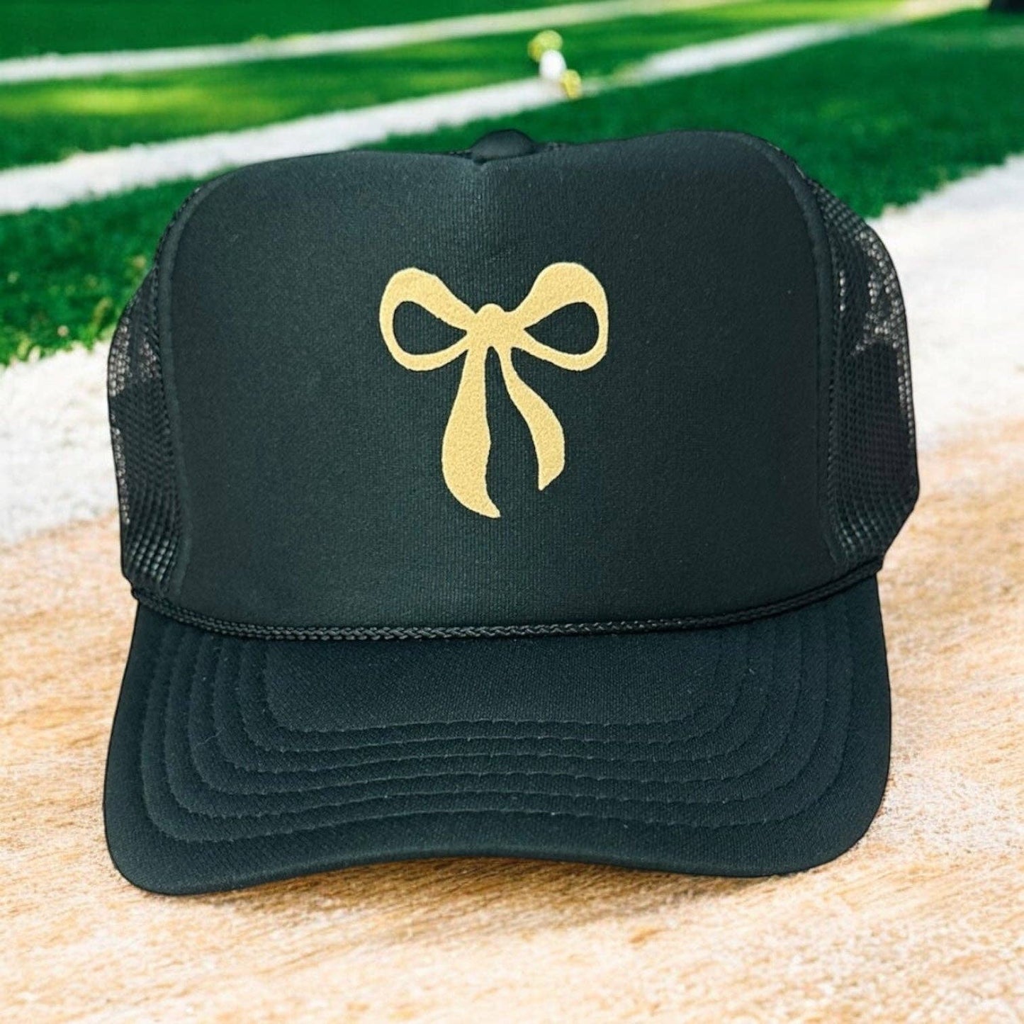 Tan Bow - Black Trucker