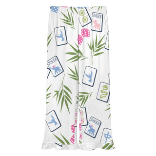 Mahjong Ruffle Pajama Pants | Soft Lounge Pants PJS Palm: White / 2XL