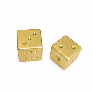 Gold and Silver Luxe Solid Metal Mahjong Dice Gift Ready: Silver