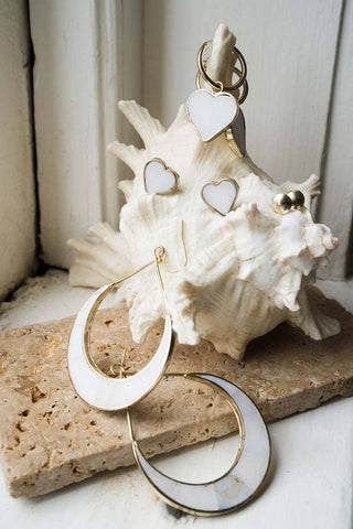 Rajani Crescent Mother of Pearl Hoop Earrings