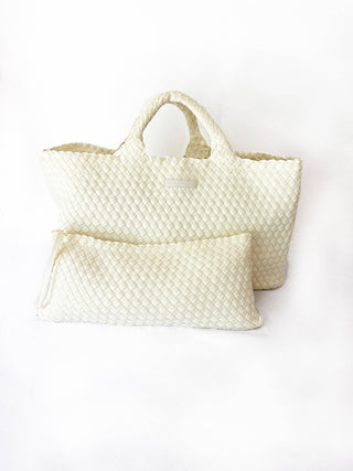 Woven Mahjong Carryall: Bright Pink