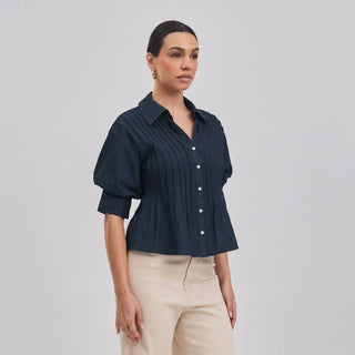AT2805 Short sleeve pinktuck shirt: SAND / S