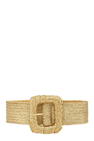 Square Buckle Metallic Women's Straw Belt: Silver