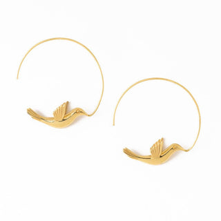 Wren Bird Hoop Earrings