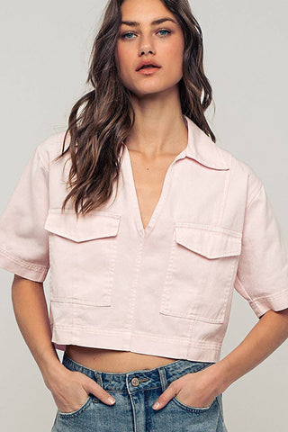 Collared Camp Shirt: BLACK