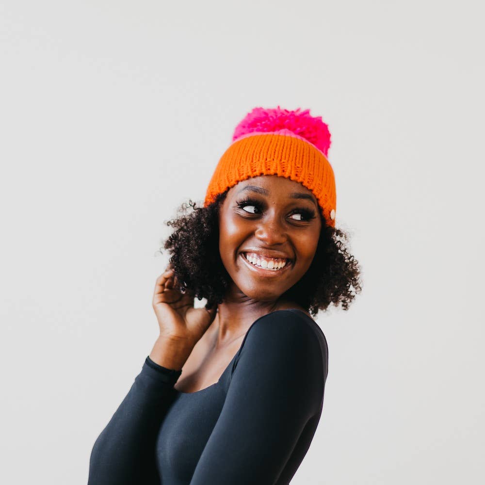 Maeve Snow Beanie Fuschia/Orange