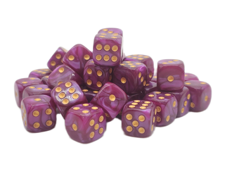 36ct 12mm D6 Dice Set: Pearl Drop - Lavender w/ Gold