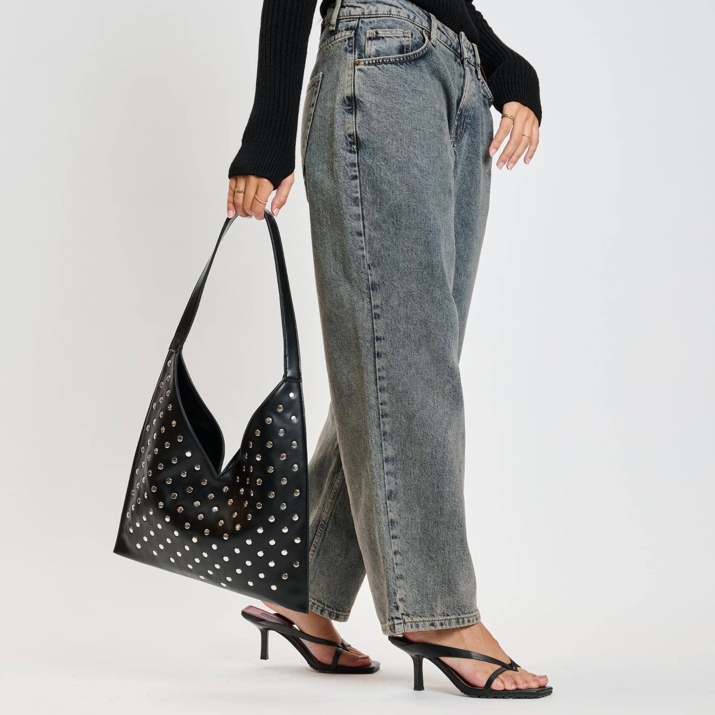 Tori Studded Hobo: Black