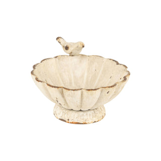 A01081:Ant cream cast iron bird bath trinket bowl, 4 in