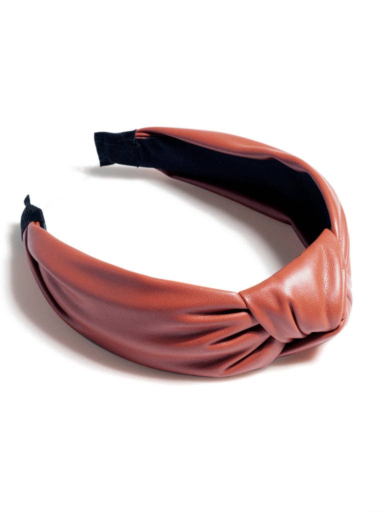 KNOTTED FAUX LEATHER HEADBAND: Blush