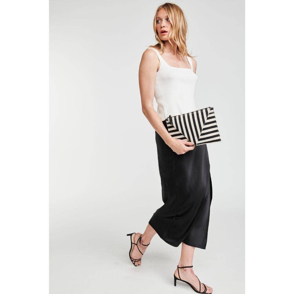 Barcelona Striped Fabric Crossbody: Black