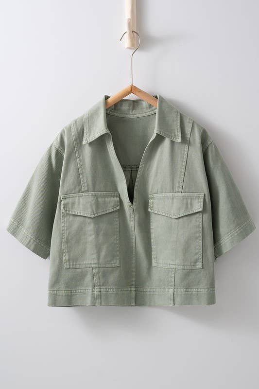 Collared Camp Shirt: BLACK