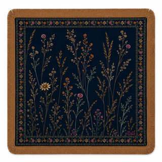 Midnight Wildflowers Mahjong Mat with Suede Fringe