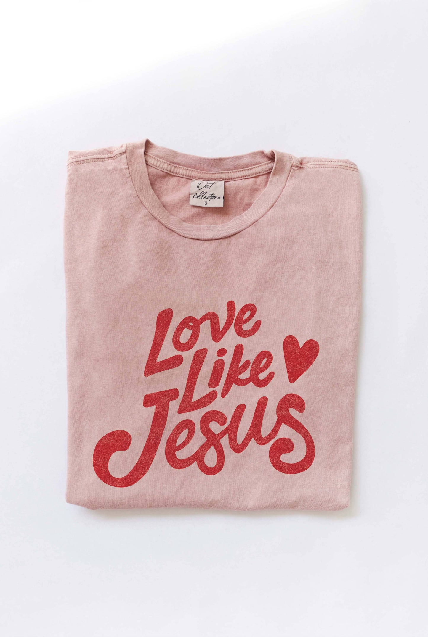 LOVE LIKE JESUS Mineral Washed Graphic Top: STORM / XL