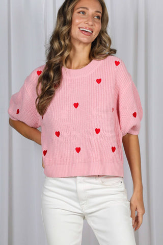 Windsor Heart Sweater: White
