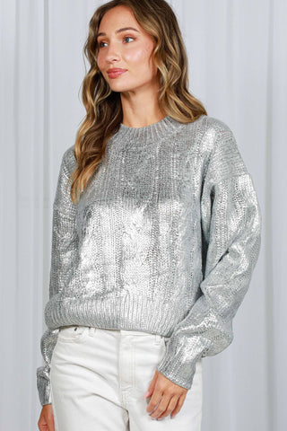 Annie Metallic Sweater: Silver