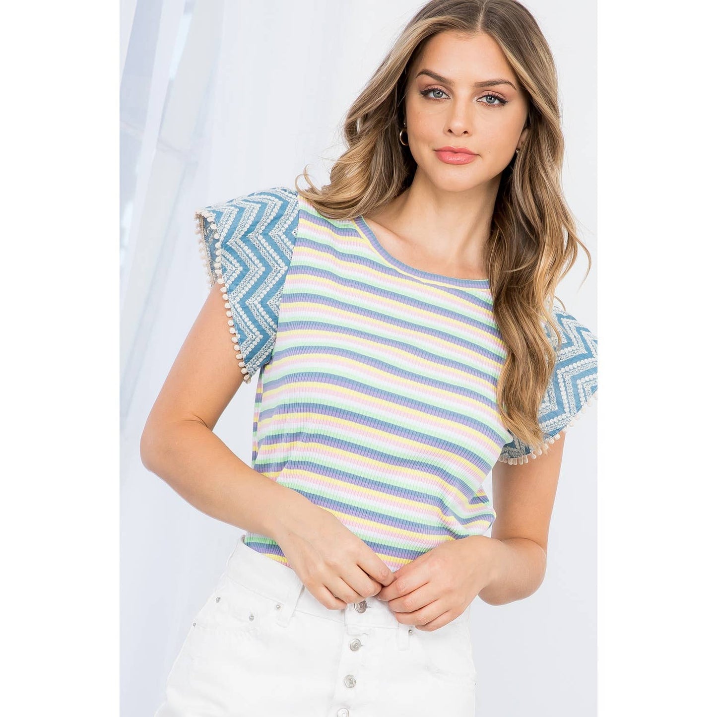 Delaney Striped Short Sleeve Top