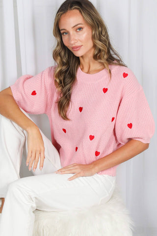Windsor Heart Sweater: White