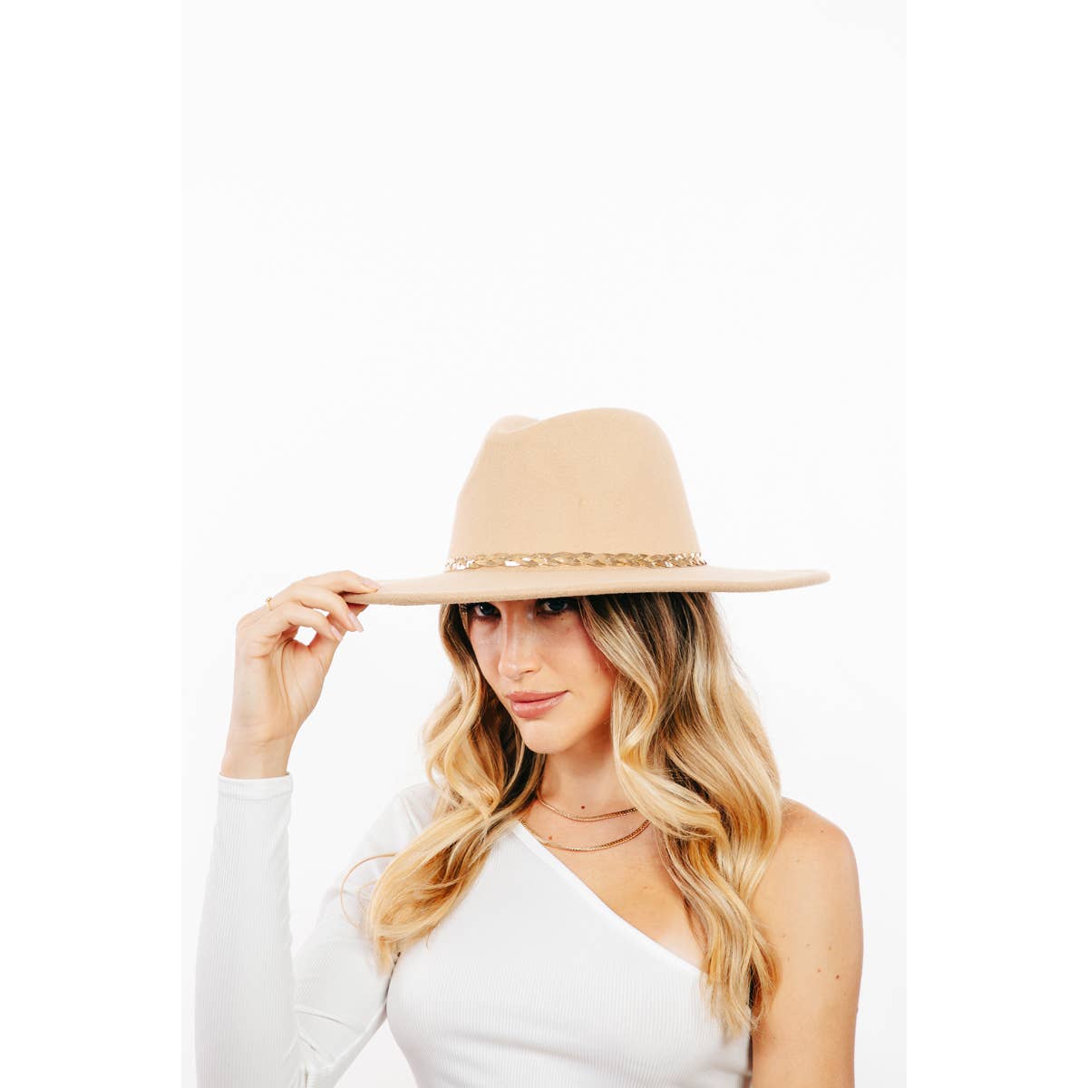 Braided Snake Chain Fedora Hat: KHAKI