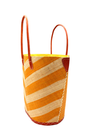 Santa Cruz Wide Stripe Chevron Large Straw Tote Bag: Black Two Tone
