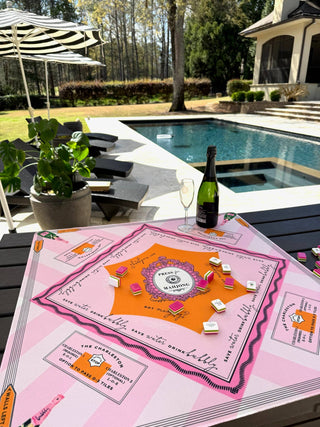 NEOPRENE 'Press for Mahjong' Mat | Champagne & Mahj