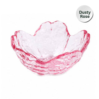 Dusty Rose Glass Flower Dice Dish