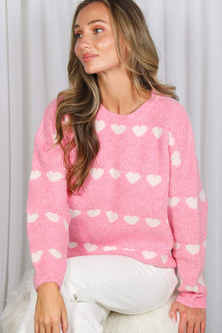 Sweet Hearts Sweater: Pink