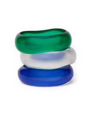 Esther Resin Bangle Set Of 3 Light Blue, Navy, + Green