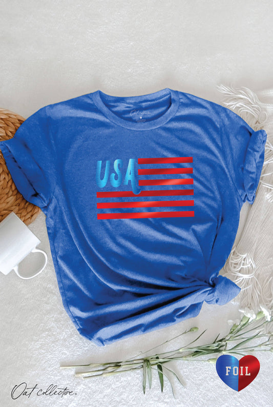 USA FOIL Graphic T-shirt: Blue