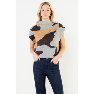 Stephanie Camo Knit Top