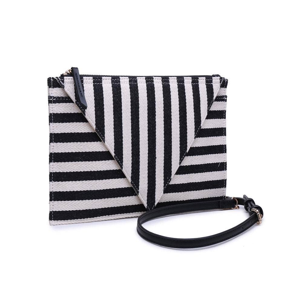 Barcelona Striped Fabric Crossbody: Black