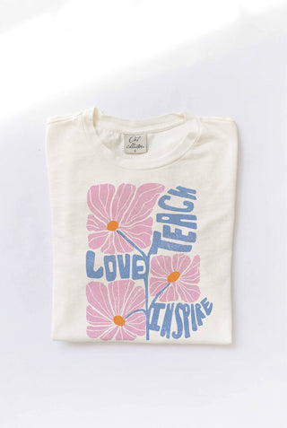 TEACH LOVE INSPIRE Mineral Washed Graphic Top: SOFT PINK