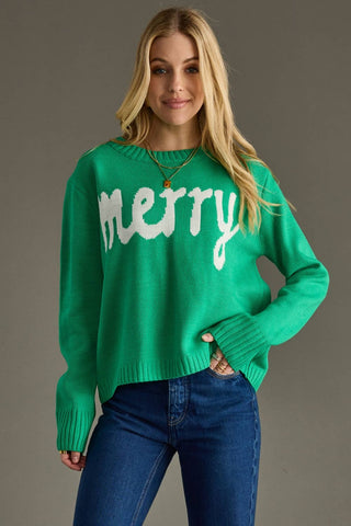 Merry Sweater: Green/White