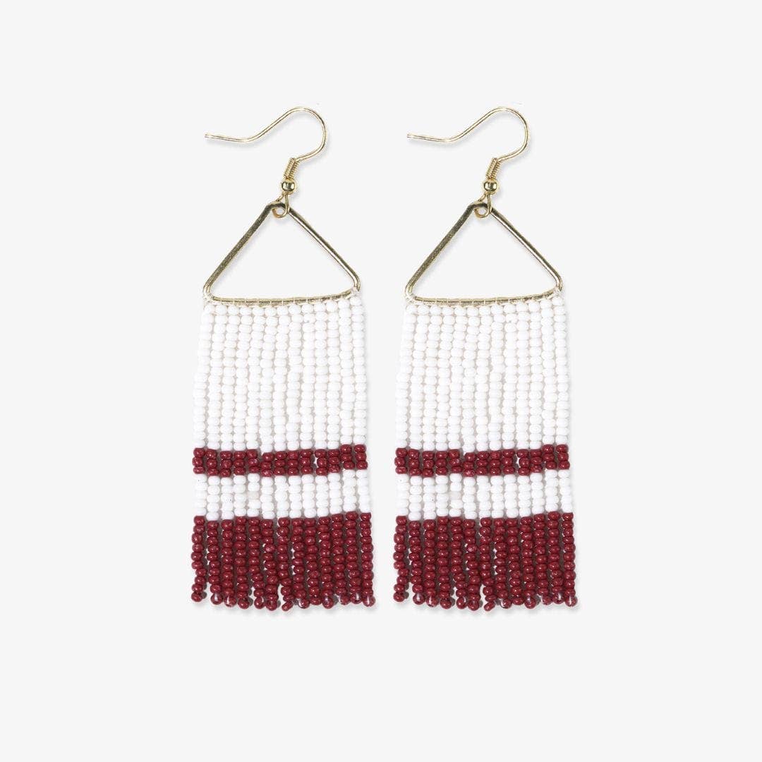 Whitney Three Stripe Beaded Fringe Earrings