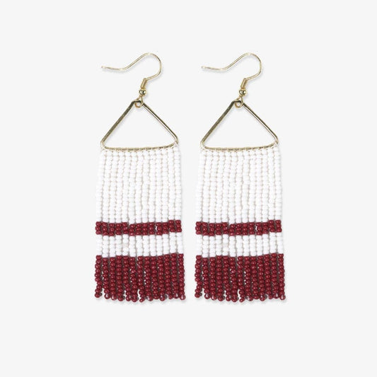Whitney Three Stripe Beaded Fringe Earrings