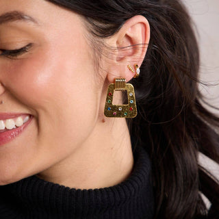 Vintage Gold Jeweled Avery Earrings