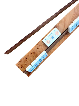 Acrylic Burlwood Mahjong Racks & Pushers (Set of 4)