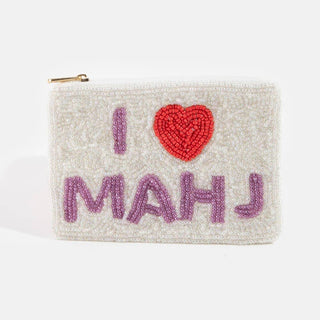 I Love Mahj Beaded Coin Purse: MULTI