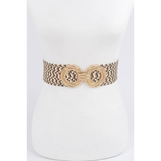 Gold Metal Clasp Belt: Brown