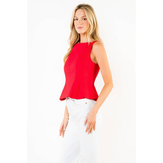 Sleeveless Peplum Top: YELLOW / XS-S-M-L(1-2-2-1)