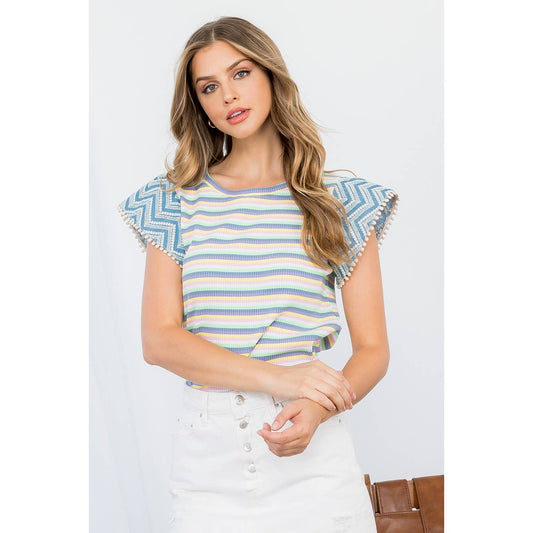 Delaney Striped Short Sleeve Top