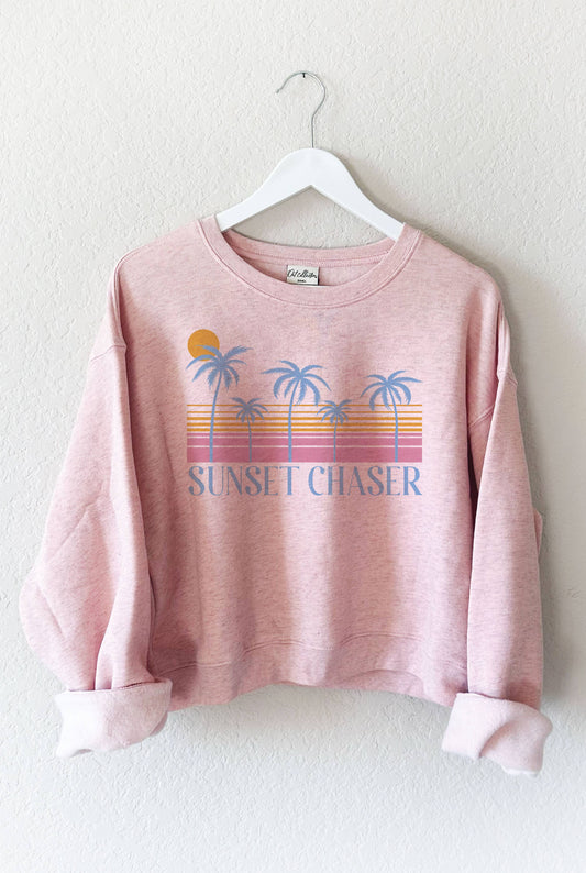 SUNSET CHASER Mid Graphic Sweatshirt: ROSE