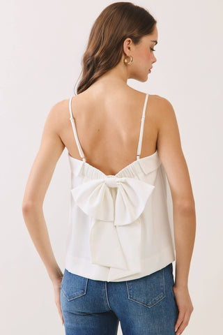 CT9854-Bow Back Detail Spaghetti Strap Cami Top: Red / L