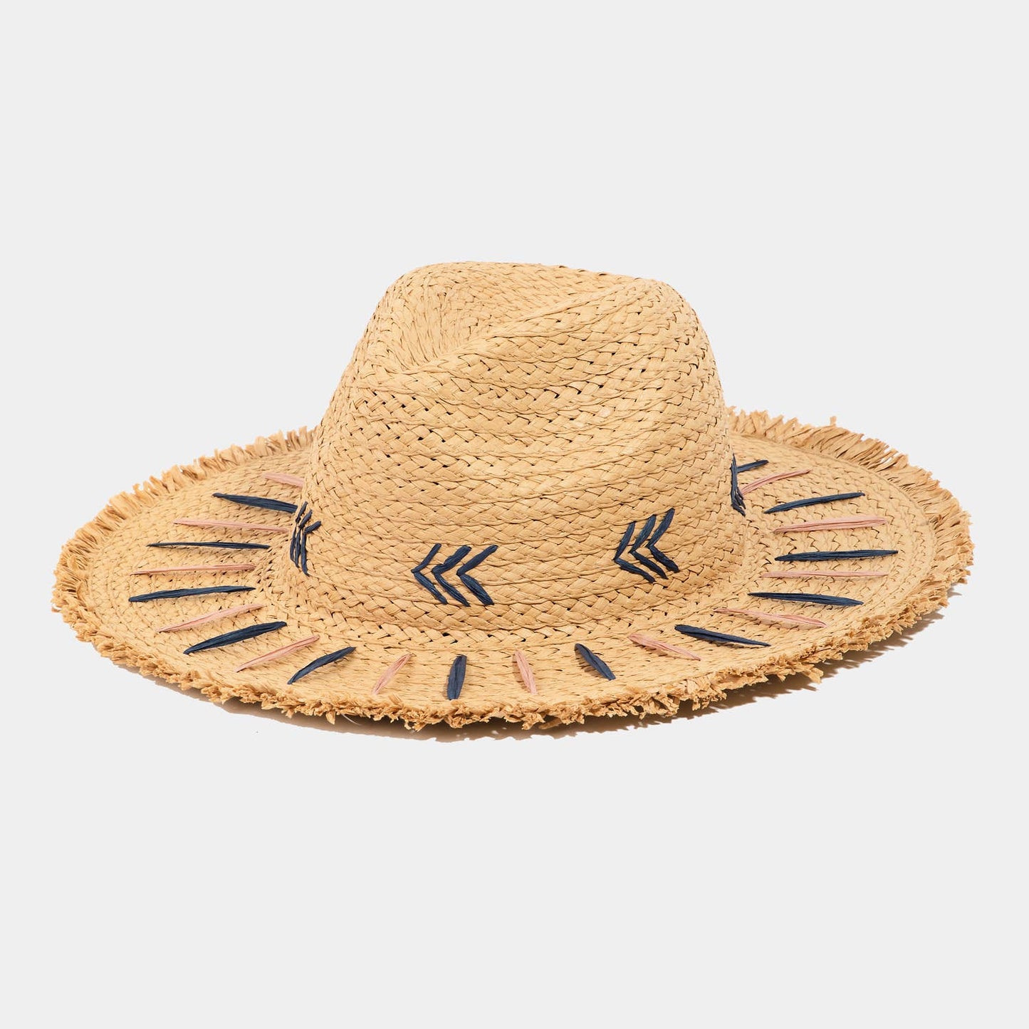 Anna Straw Braided Striped Brim Sun Hat