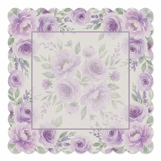Lavender Rose Watercolor Faux Leather Mahjong Mat